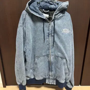 후드 부착 데님 자켓