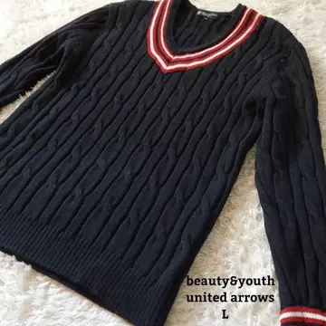 뷰티앤유스 유나이티드 애로우즈 V넥 스웨터 L