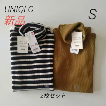 새상품 UNIQLO 유니클로 메리노 리브 긴팔 터틀넥 스웨터 여성용 S