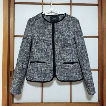 새상품급 GREEN LABEL RELAXING 트위드 노카라 자켓