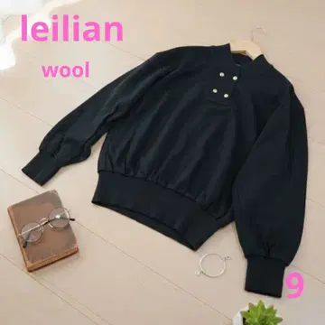 [새상품급] 레리안 Leilian 골드 버튼 울 100% 니트 스웨터