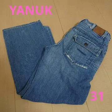 YANUK 인기 브랜드 데님 빈티지풍 데미지 가공