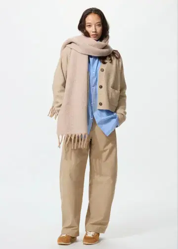 UNIQLO 유니클로 저지 배럴 레그 팬츠 베이지 XS