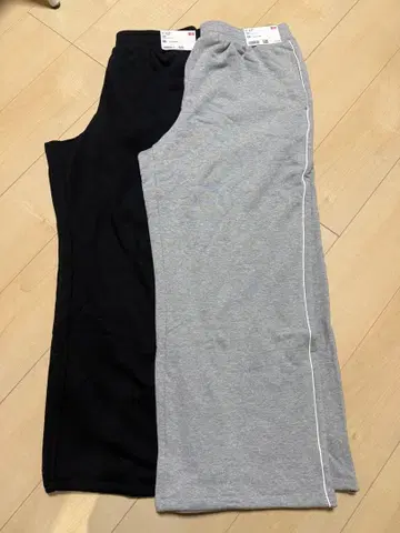 유니클로 맨투맨 와이드 팬츠 블랙 그레이 2세트