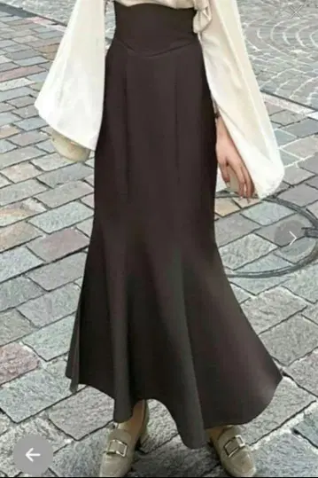 JUNOAH 주노아 코르셋 디자인 머메이드 스커트 브라운