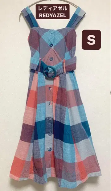 [ 새상품급 ] 레이디 아젤 REDYAZEL 컬러풀 체크 원피스 블루 S