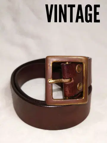 VINTAGE 가죽 벨트 브라스 놋쇠 버클 32 브라운 천연 가죽