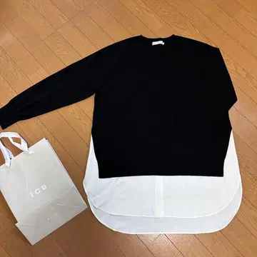 아이씨비 ICB L 상의 레이어드 스타일 도킹 오버 니트