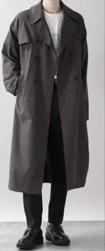 [레이지블루] 슬릿 트렌치 발칼라 롱 코트 M 그레이