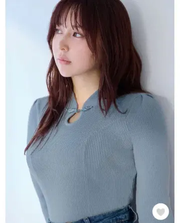 OverE 차이나 패널 니트 U65 스모키 블루