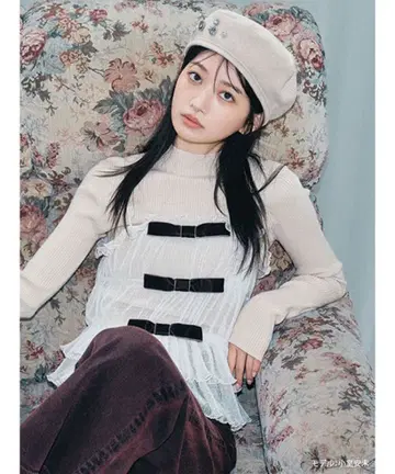 리본 뷔스티에 세트 니트탑