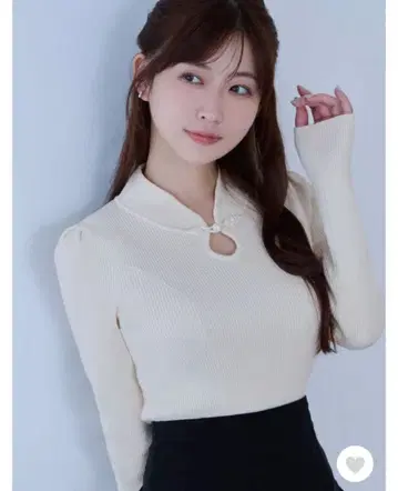 OverE 차이나 패널 니트 밀키 화이트 U65