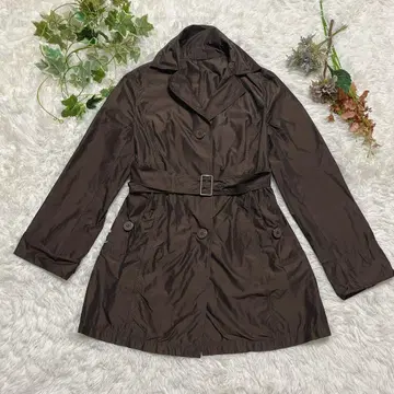 EVEX 경량 아우터 트렌치풍 벨트 포함 체형 커버 40 브라운