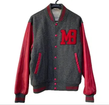 맥베스 바시티 자켓 빨간색 x 그레이 L 사이즈