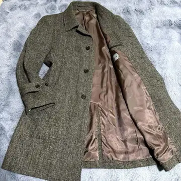 Harris Tweed 울 미들 코트 헤링본 트위드 M 사이즈