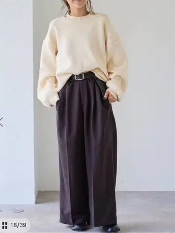 5G 벌키 코튼 크루넥 니트 풀오버