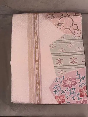 나고야 오비 핑크 계열 꽃무늬 기하학 패턴