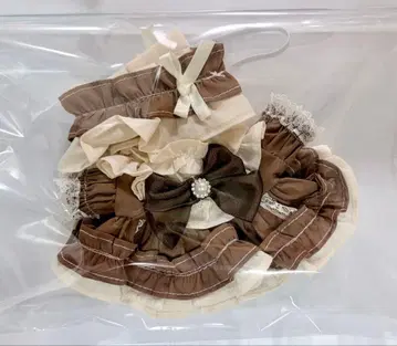 프릴 달린 브라운 드레스 (봉제 인형용)