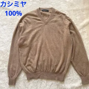 캐시미어 100% 베이지 V넥 스웨터 M