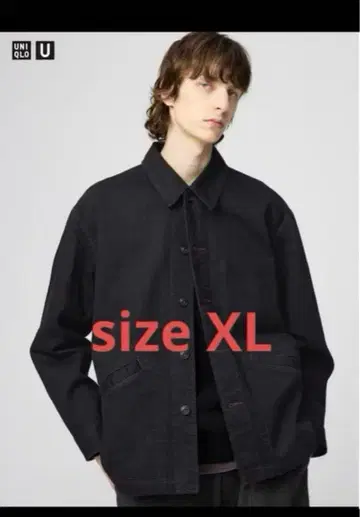 [ 새상품 ] UNIQLO U 오버 사이즈 컬러 데님 자켓 블랙 XL