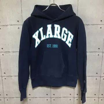 레어 X LARGE x 챔피온 리버스 위브 후드티 블루 S