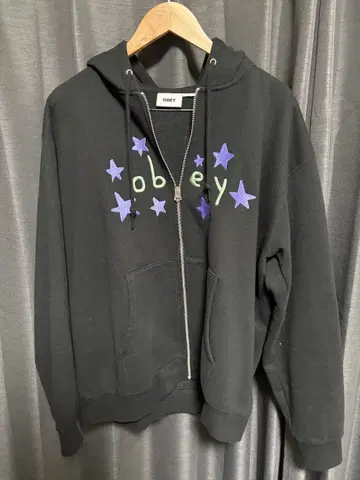 OBEY 블랙 후드티 집업