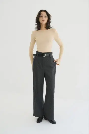 HIGH WAIST WIDE PANTS 그레이 사이즈 1