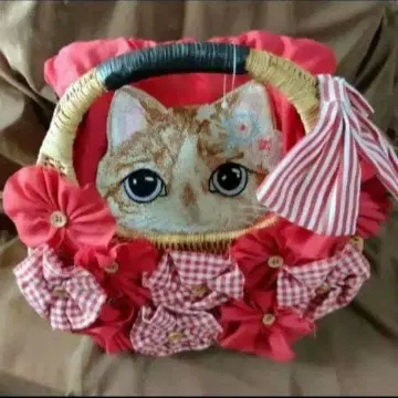 고양이 얼굴 바스켓백 빨간색