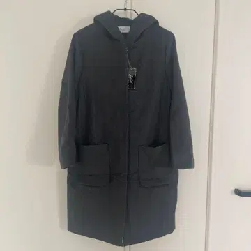 젤다 후드 부착 롱 코트 그레이