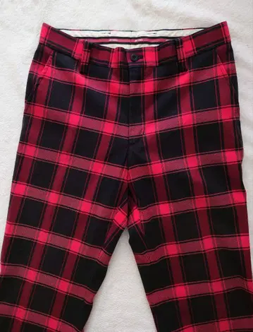 요넥스 골프 팬츠 남성용 M 체크 빨간색 x 블랙 스트레치