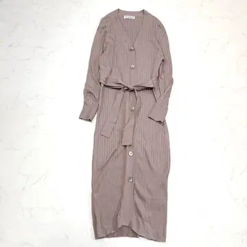 더신존 캐시미어 혼방 리브 니트 롱 가디건 리본 겉옷