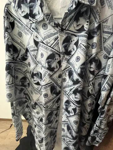 달러 지폐 패턴 긴팔 셔츠