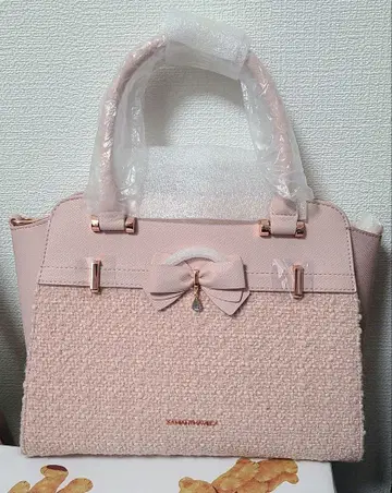 사만사베가 라메 트위드 악센트 리본 핸드백 핑크