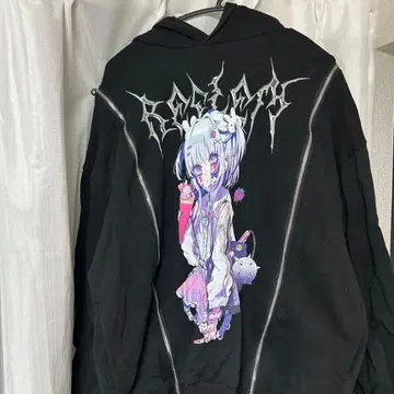 REFLEM 애니메이션 캐릭터 후드티 블랙