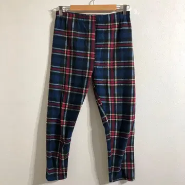 플리스 체크 스트레이트 팬츠 레드 블루
