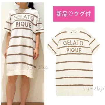 택 포함 새상품 젤라또피케 스무디 로고 자카드 원피스