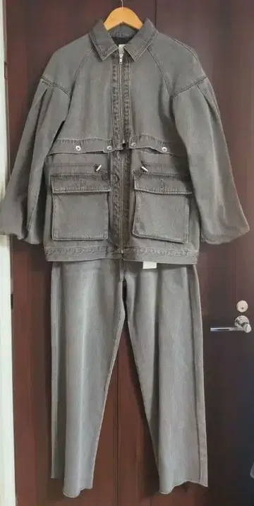 YAMADAYA LASUD 그레이 데님 셋업 팬츠