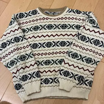 패턴 니트 스웨터 아이보리