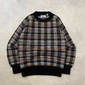 90s 디자인 니트 체크 무늬