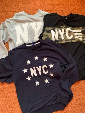 H&M NYC 프린트 그레이 맨투맨 S, M 사이즈