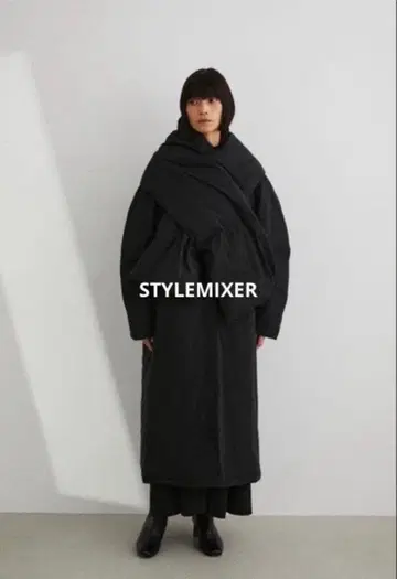 STYLEMIXER 빅 숄 포함 충전솜 롱 코트