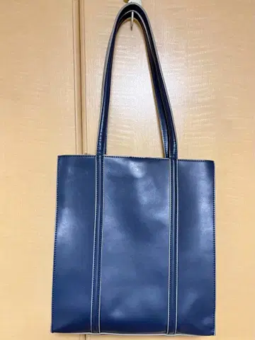 네이비 토트백 합성 피혁