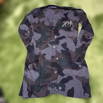 하이드로겐 카모 패턴 스컬 버튼 긴팔 롱 가디건