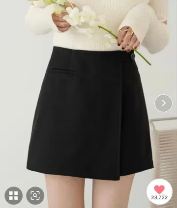 히나리 랩 디자인 미니 치마바지 블랙 프리 사이즈