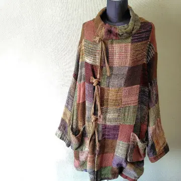 한 점뿐인 MALAIKA 자수 손뜨개 원단 패치워크 돌먼 롱 코트