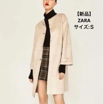 [ 새상품 ] ZARA 노카라 롱 코트 베이지