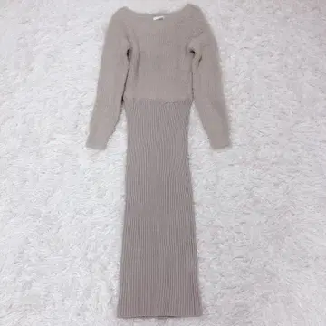 리젝시 샤기 니트 원피스 롱 타이트 귀여운