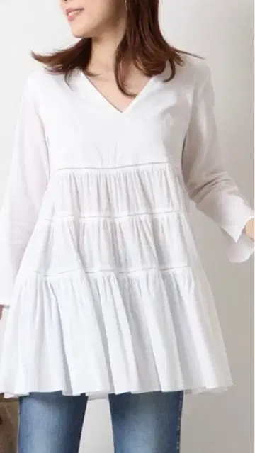 Spick and Span 티어드 튜닉 화이트