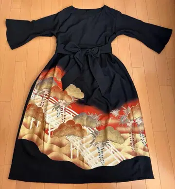 기모노 리메이크 블랙 전통 예복 기모노 원피스