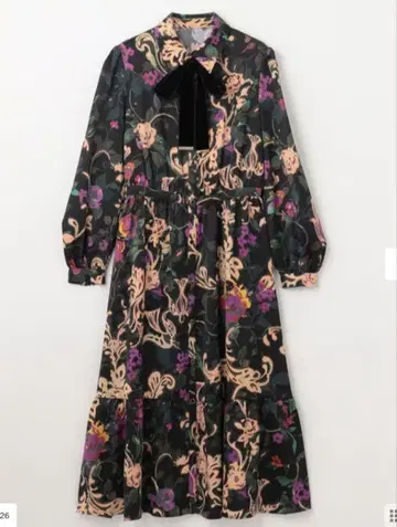 그레이스 콘티넨탈 로즈 오너먼트 프린트 원피스